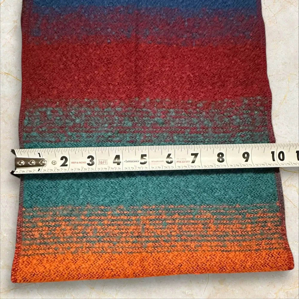 Infinity‎ Scarf Striped Multicolor Loop Scarf Teal Burgundy Orange Soft Knit